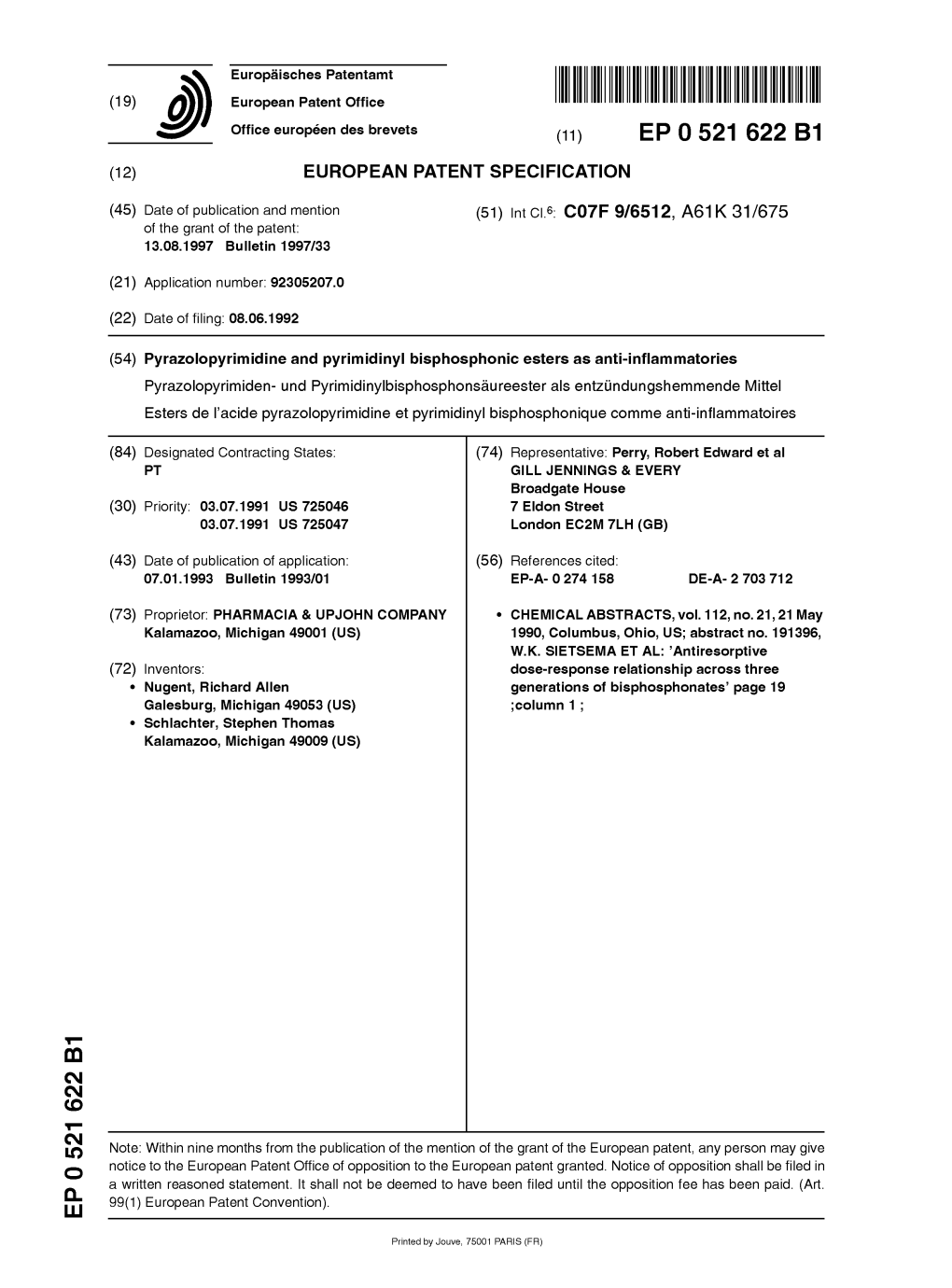 Pyrazolopyrimidine and Pyrimidinyl Bisphosphonic Esters As Anti