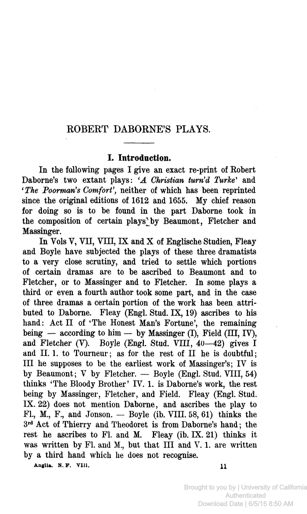 Robert Daborne's Plays