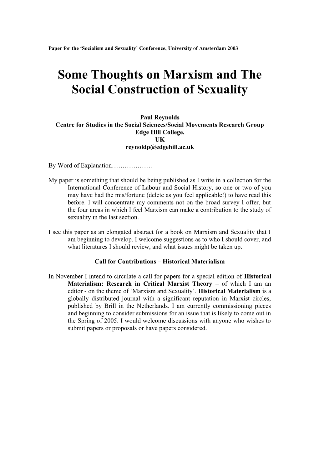 Proposal for a Paper at the 'Rethinking Citizenship: Critical Perspectives for the 21St