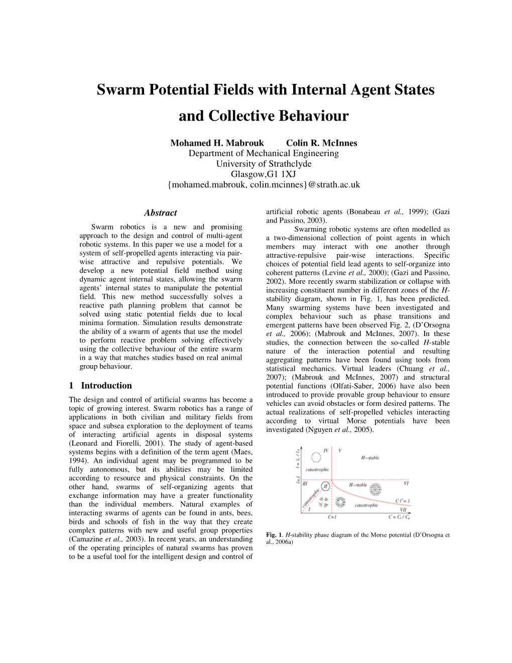 Swarm Potential Fields with Internal Agent States and Collective Behaviour