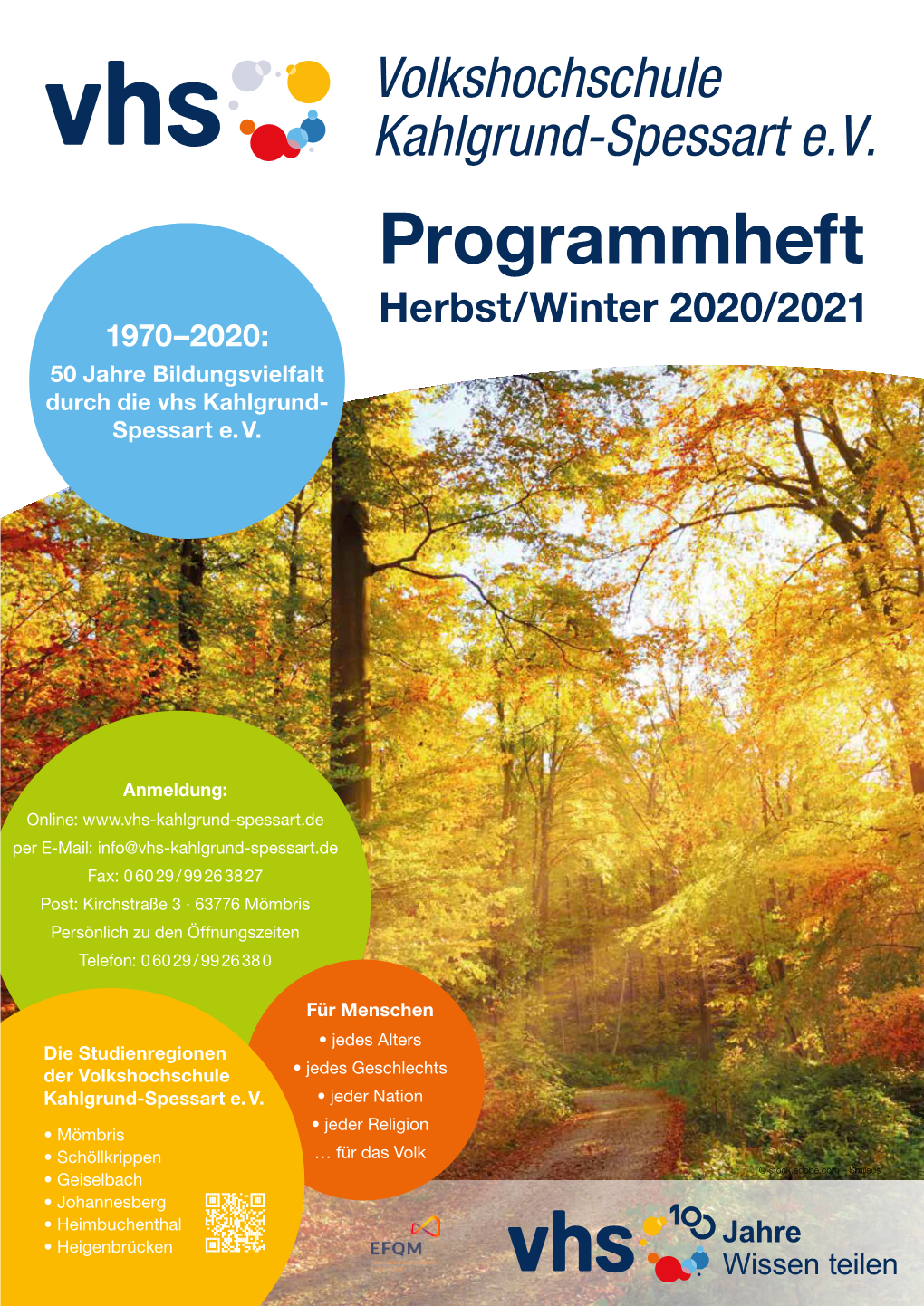 Programmheft Herbst/Winter 2020/2021 1970–2020: 50 Jahre Bildungsvielfalt Durch Die Vhs Kahlgrund- Spessart E