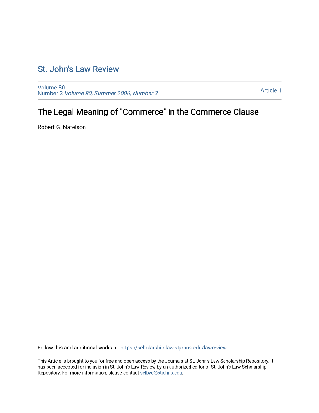 The Legal Meaning of "Commerce" in the Commerce Clause