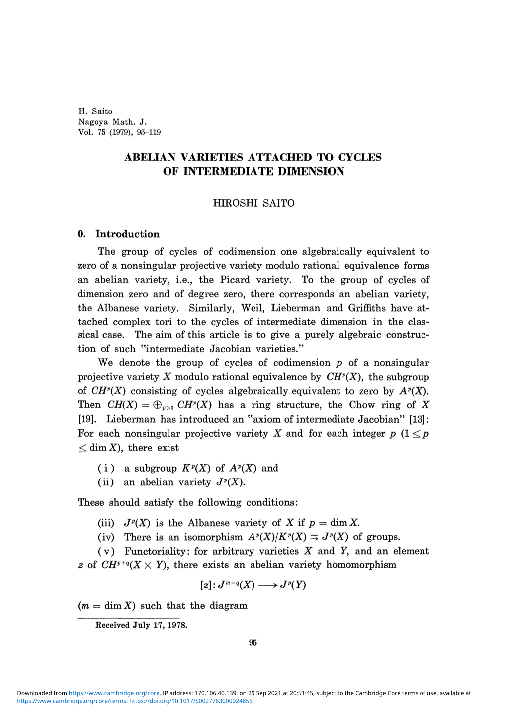 Abelian Varieties Attached to Cycles of Intermediate Dimension