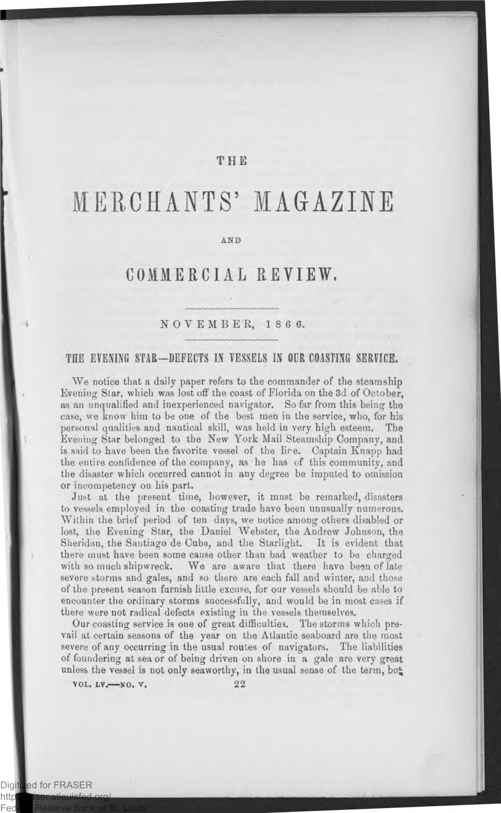 Merchants' Magazine: November 1866, Vol. LV, No. V