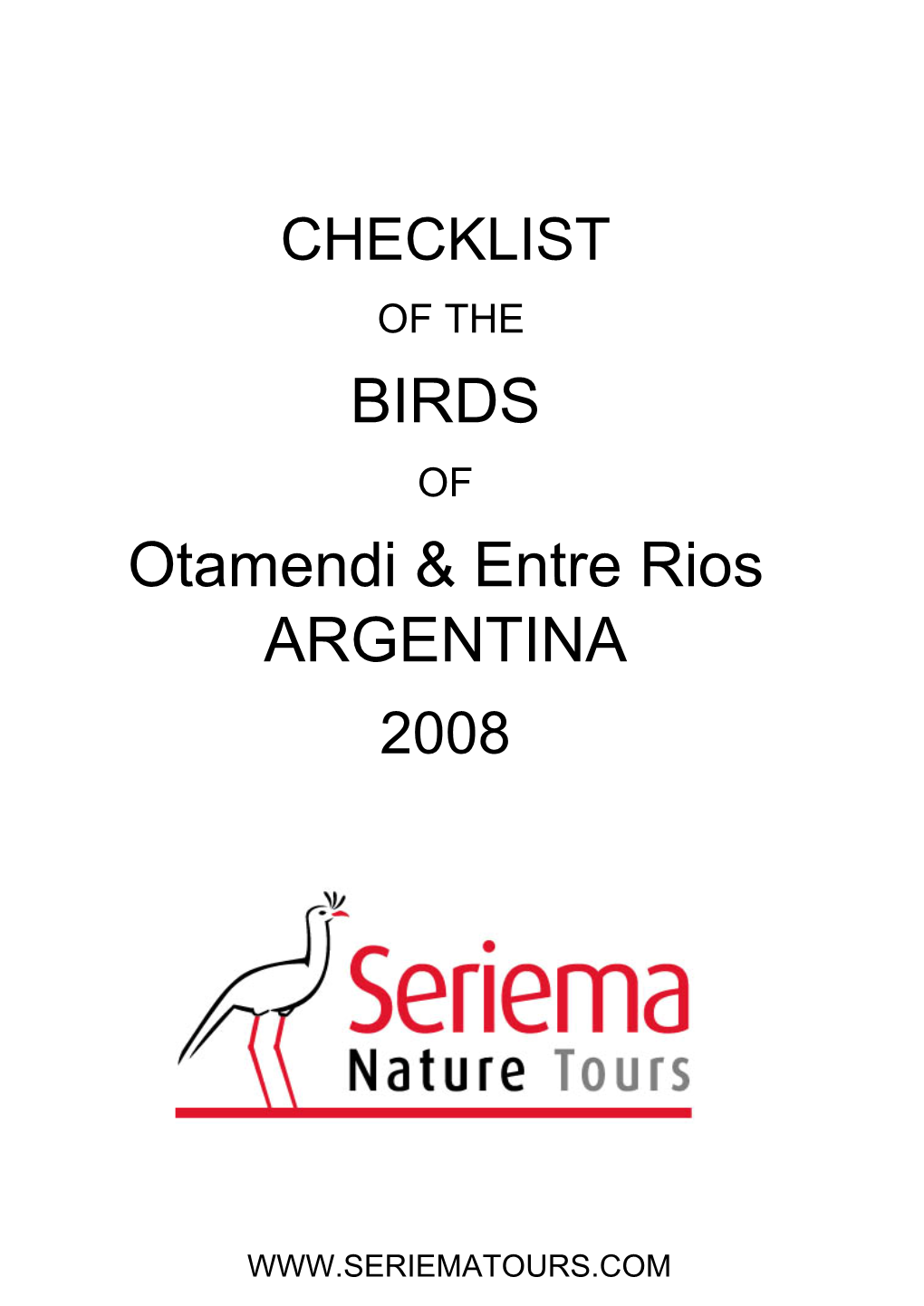 Bird Checklist, Otamendi and Entre Rios