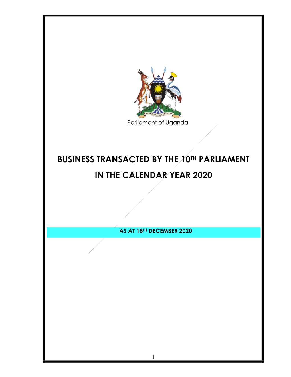 Business Transacted by the 10Th Parliament