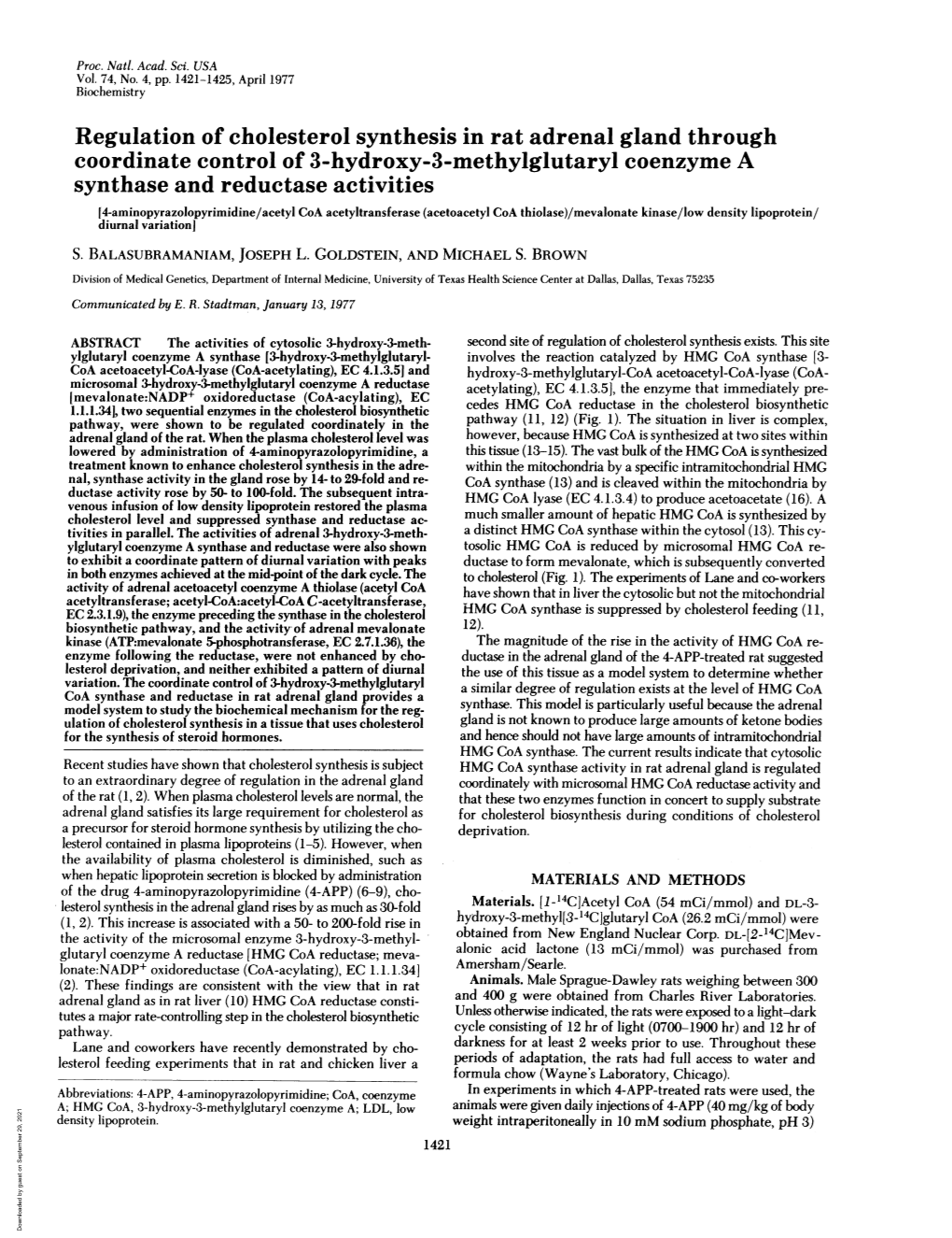 Coordinate Control of 3-Hydroxy-3-Methylglutaryl