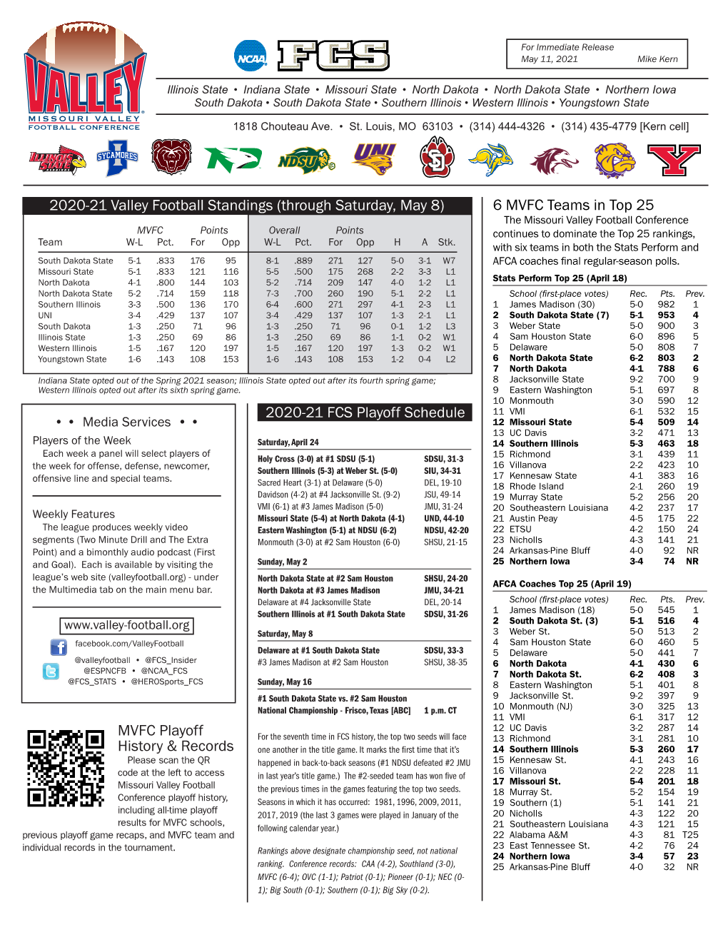 MVFC Playoff History & Records 2020-21 Valley Football Standings