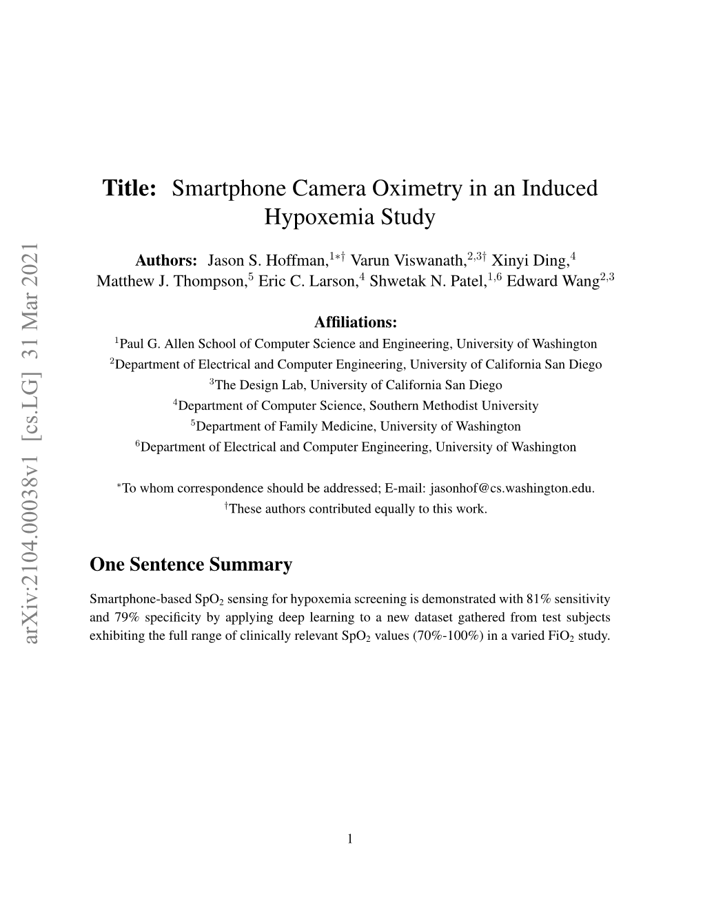 Smartphone Camera Oximetry in an Induced Hypoxemia Study
