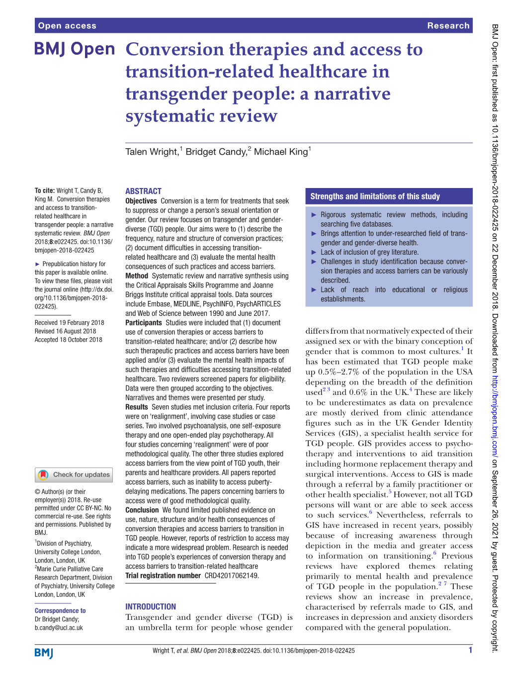 Conversion Therapies and Access to Transition-Related Healthcare in Transgender People: a Narrative Systematic Review