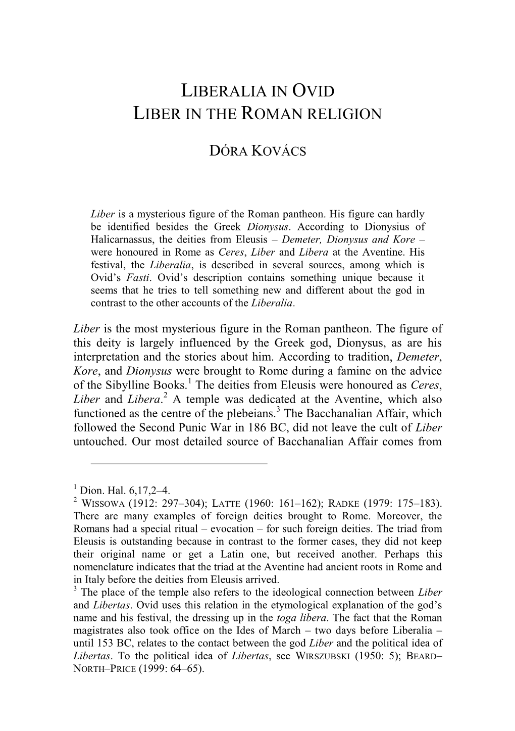 Liberalia in Ovid Liber in the Roman Religion