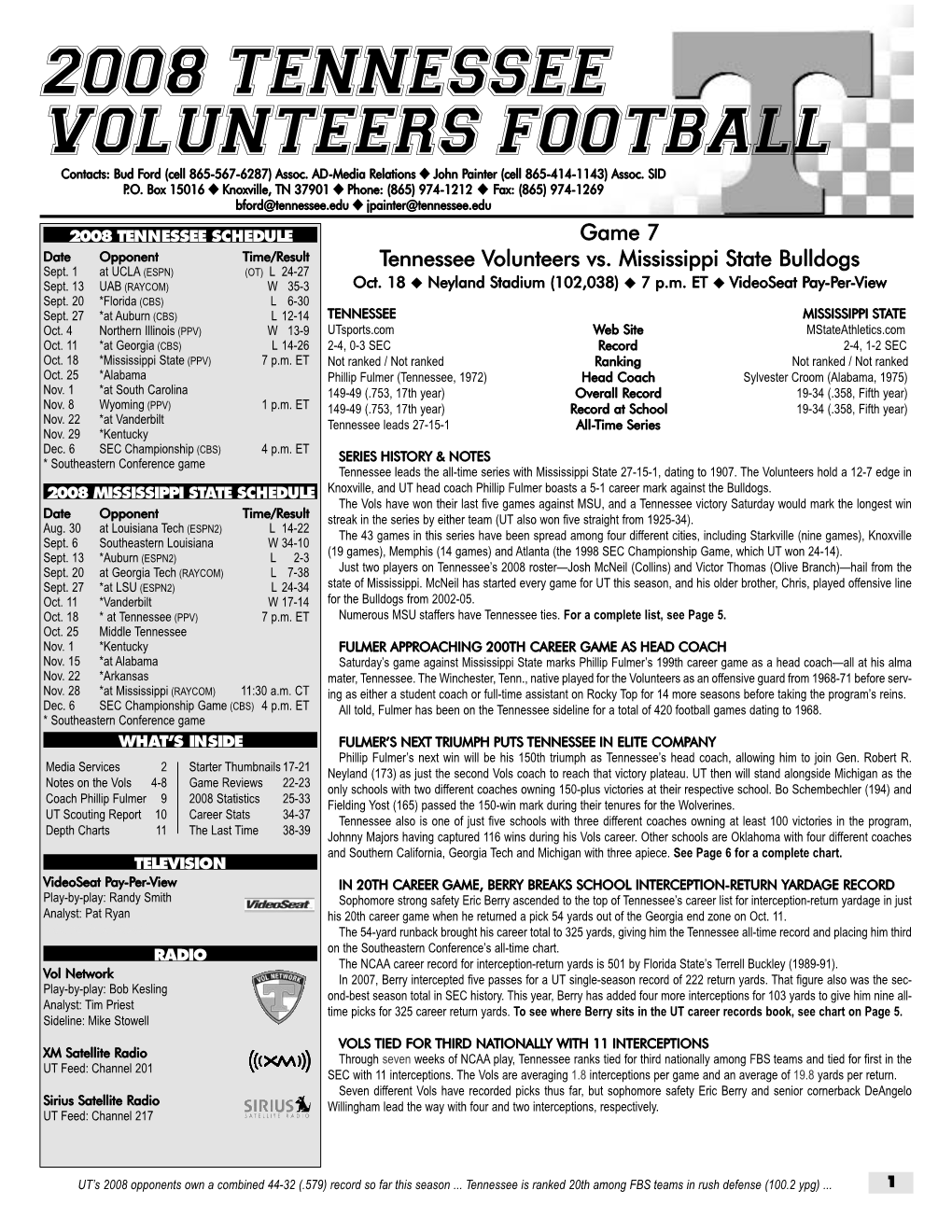 2008 Game Notes:2007 Game Notes.Qxd.Qxd