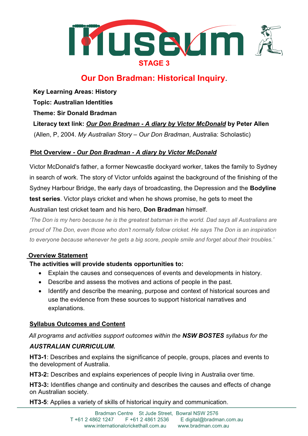 Our Don Bradman: Historical Inquiry