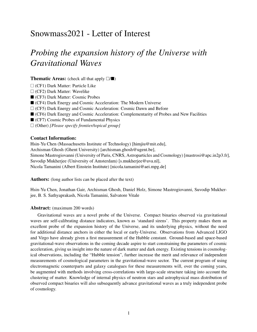 Letter of Interest Probing the Expansion History of the Universe