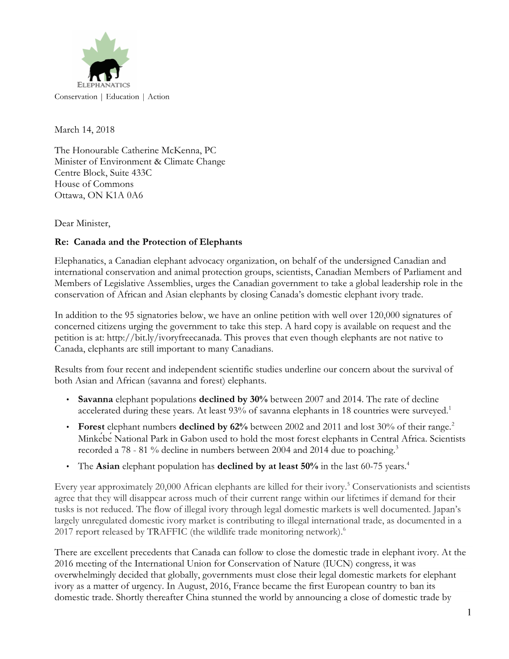 Canadian Domestic Ivory Ban Letter