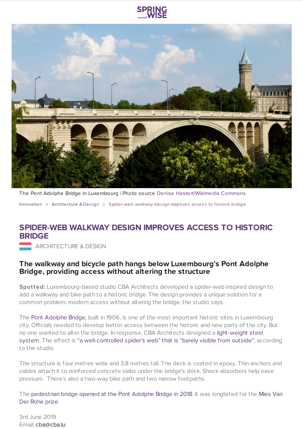 Spider-Web Walkway Design Improves Access to Historic Bridge