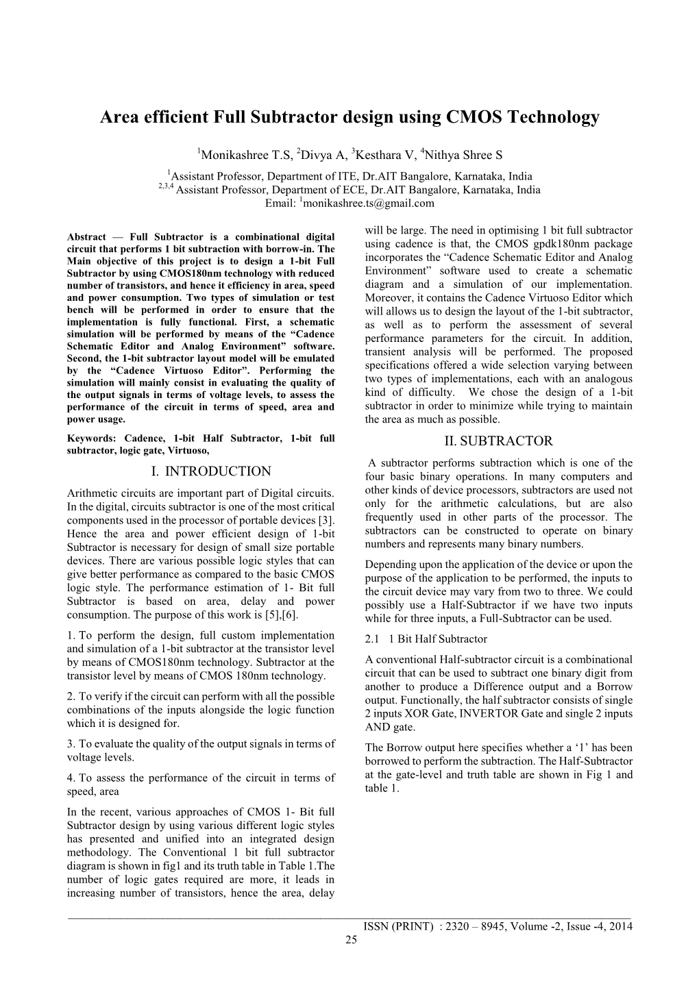 Area Efficient Full Subtractor Design Using CMOS Technology