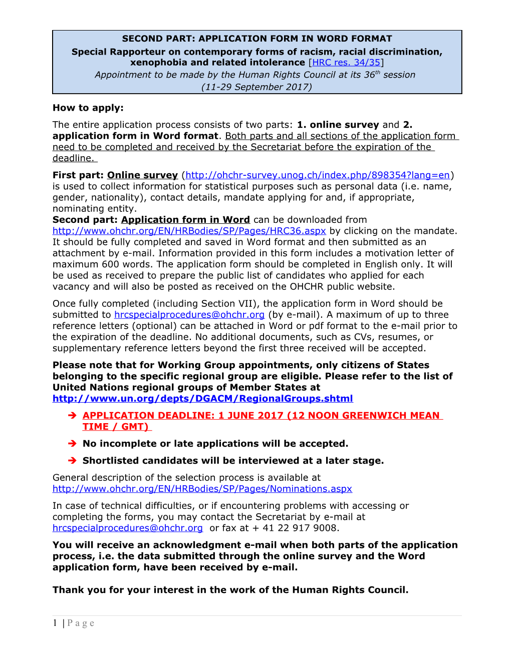 Human Rights Council Secretariat (Standardized Form) s10