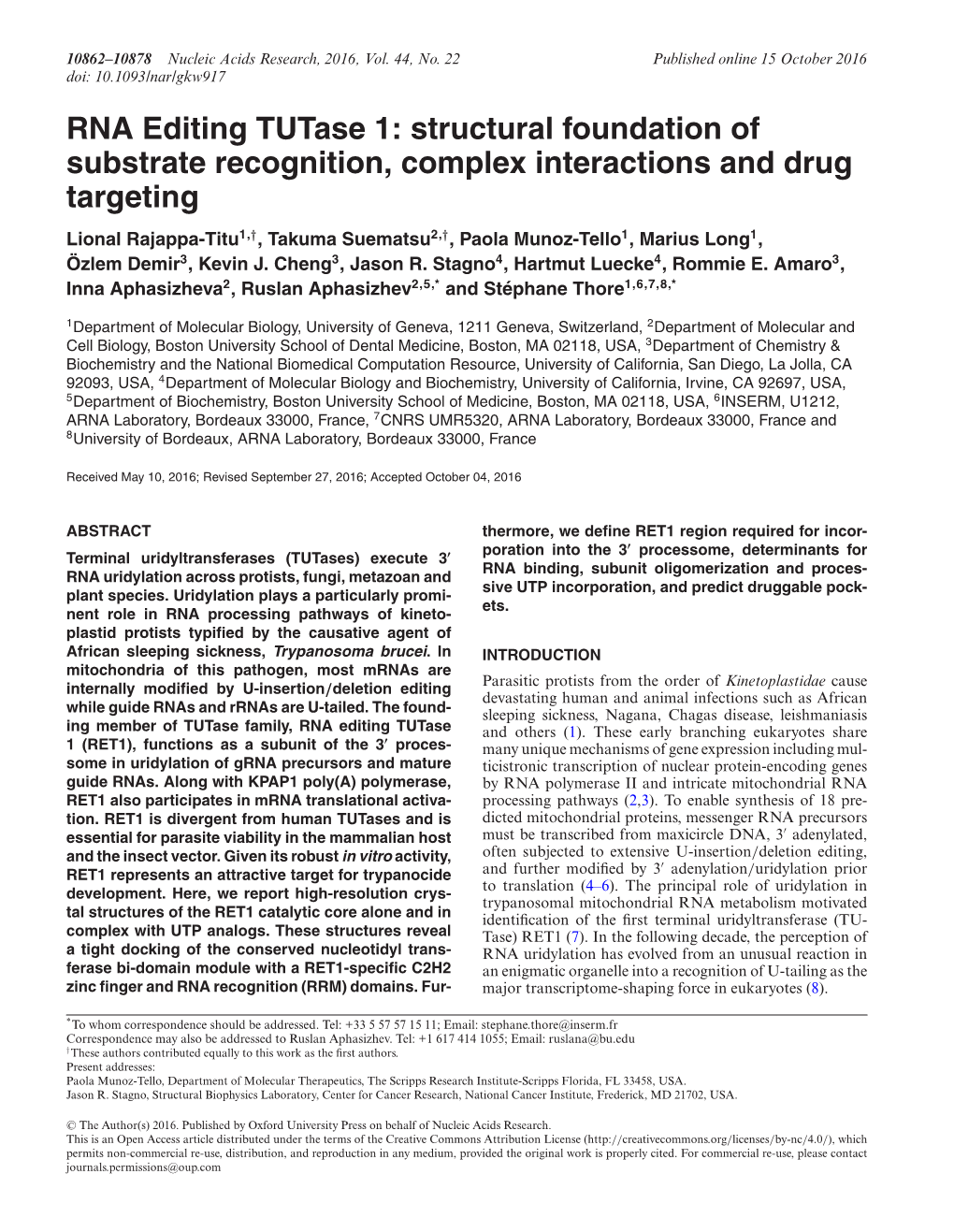 RNA Editing Tutase 1