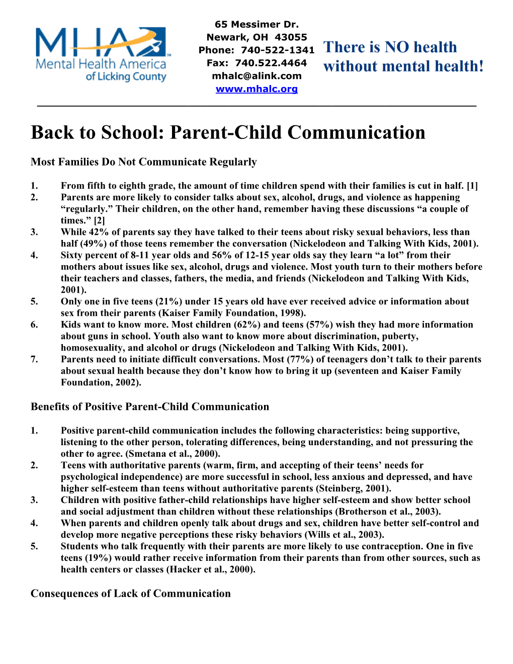 Back to School: Parent-Child Communication