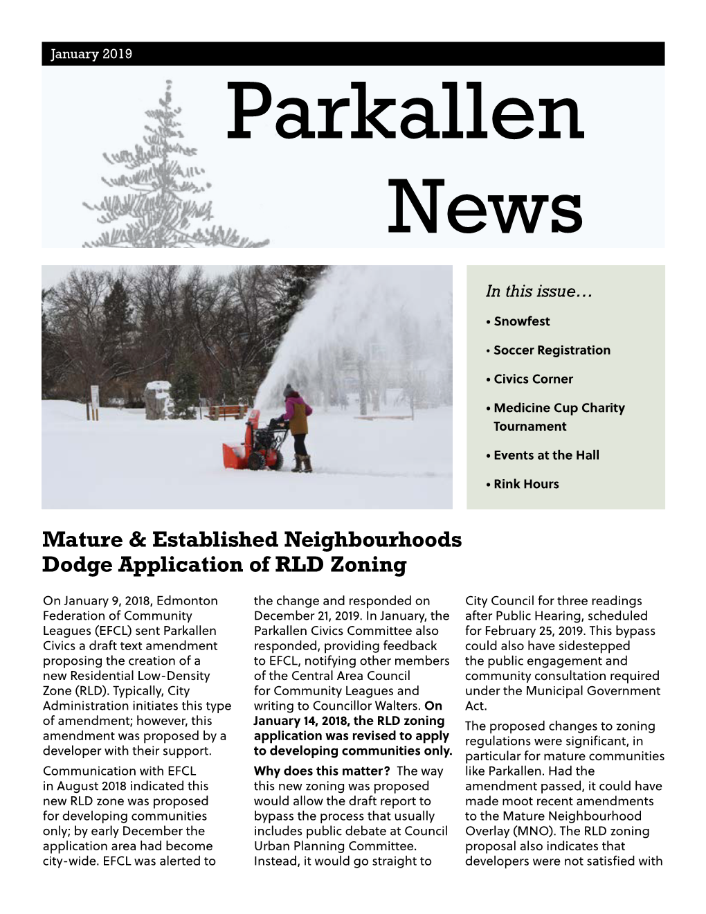 January 2019 Parkallen News