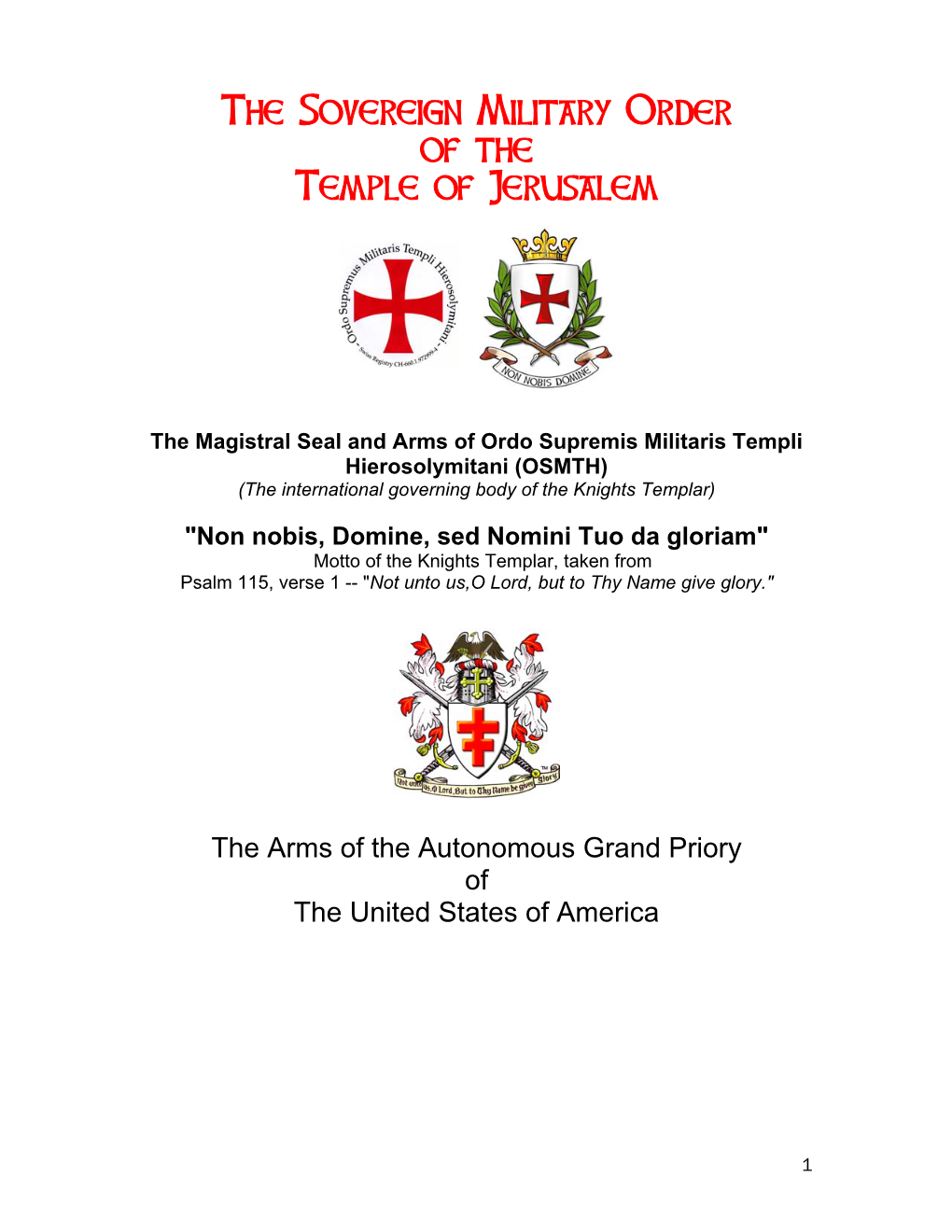 The Sovereign Military Order of the Temple of Jerusalem