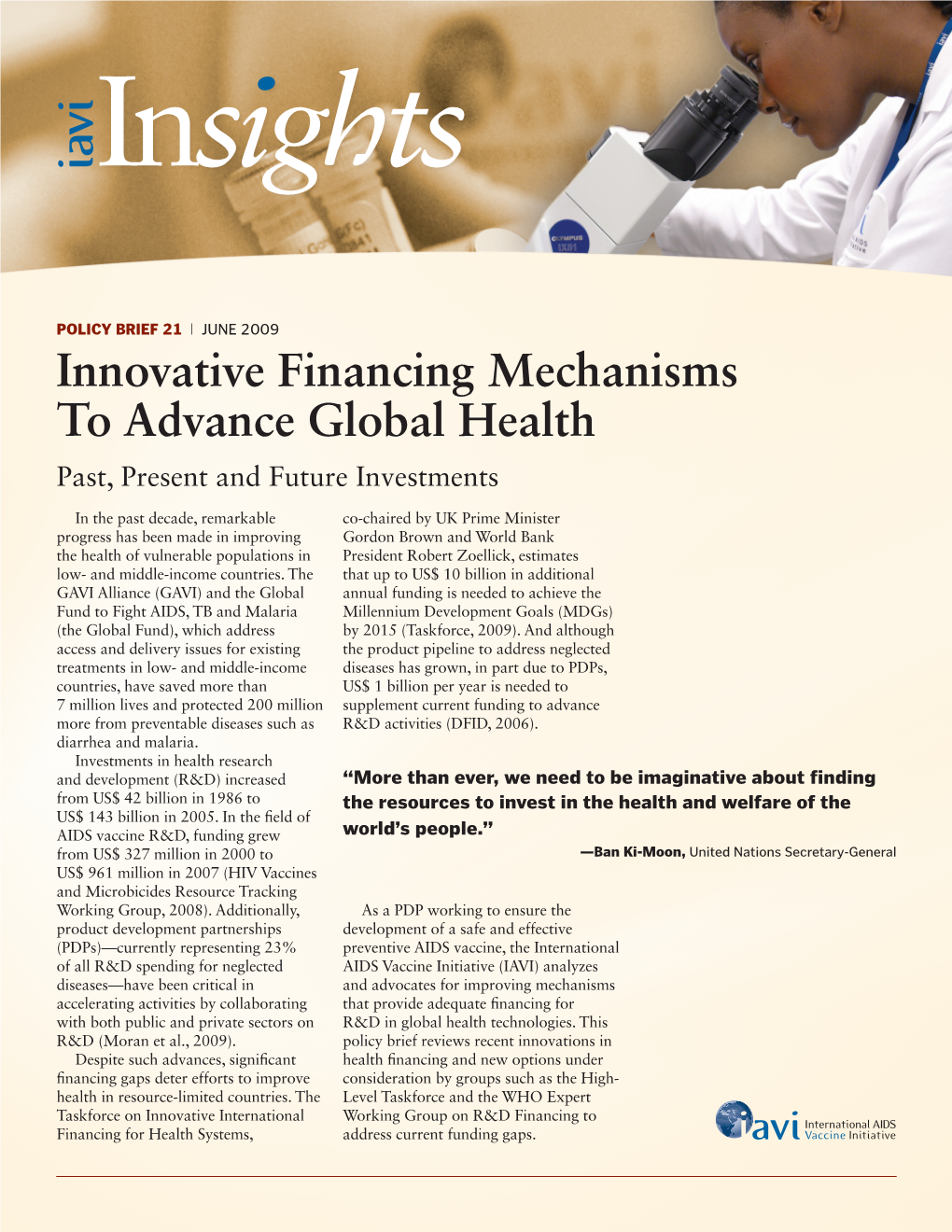 Innovative Financing Mechanisms to Advance Global Health Past, Present and Future Investments