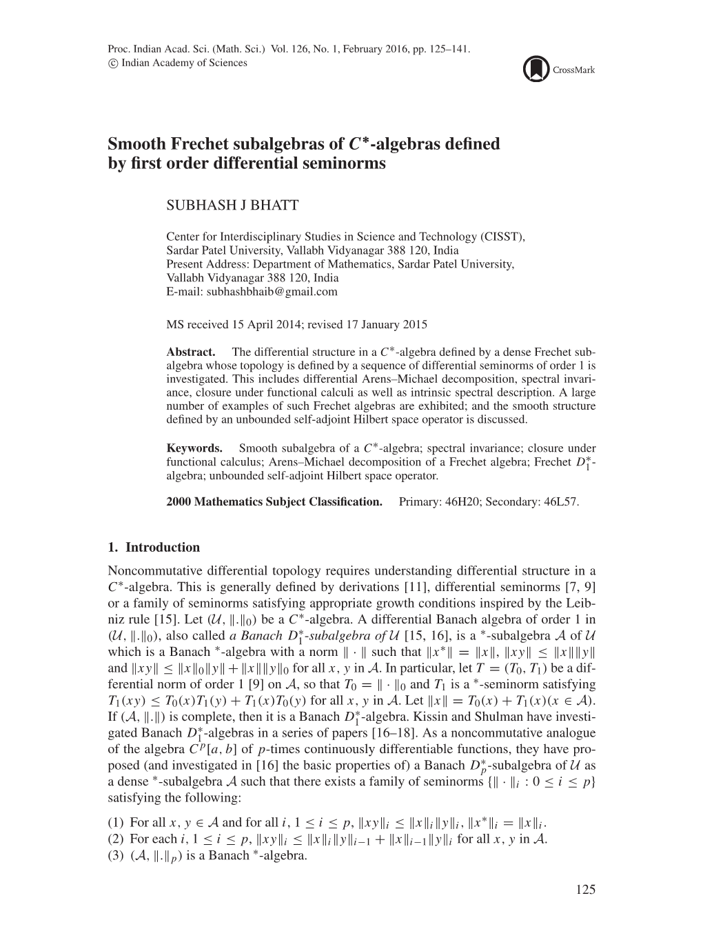 Algebras Defined by First Order Differential Seminorms