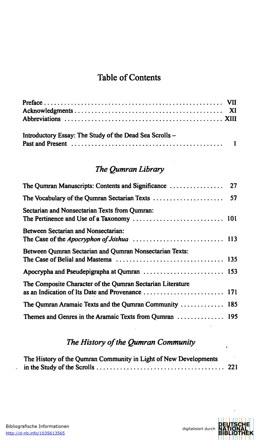 Table of Contents