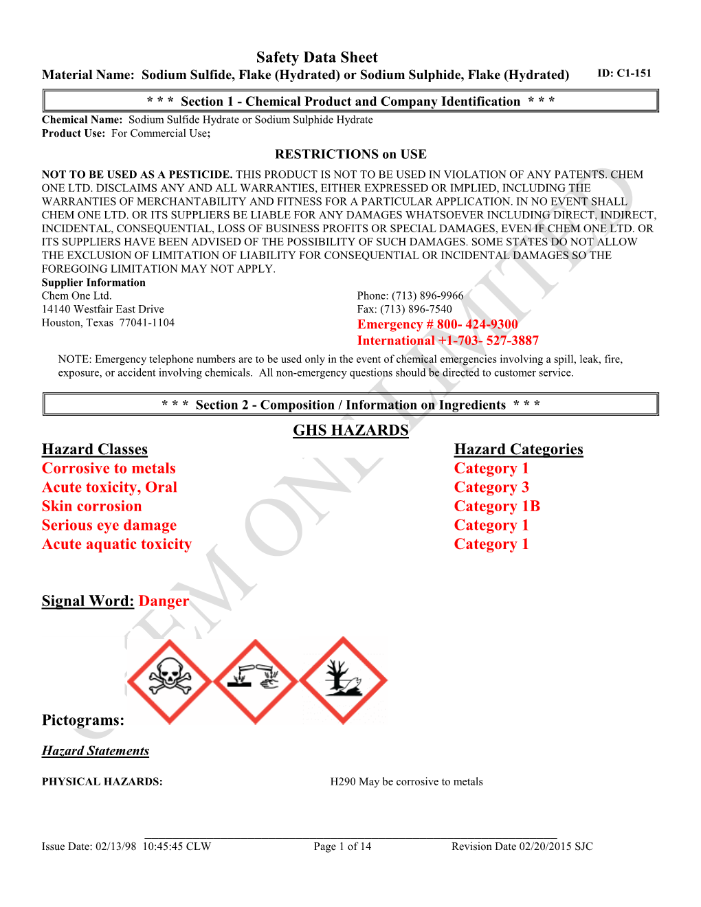 Sodium Sulfide, Flake (Hydrated) Or Sodium Sulphide, Flake (Hydrated) ID: C1-151