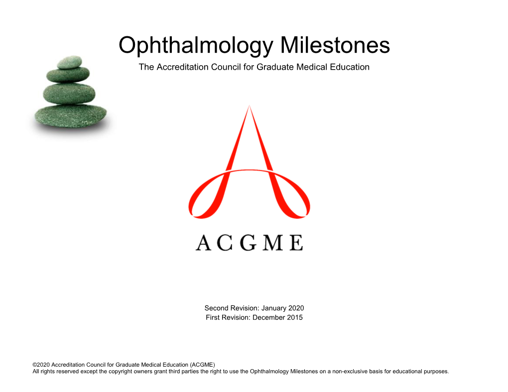 Ophthalmology Milestones the Accreditation Council for Graduate Medical Education