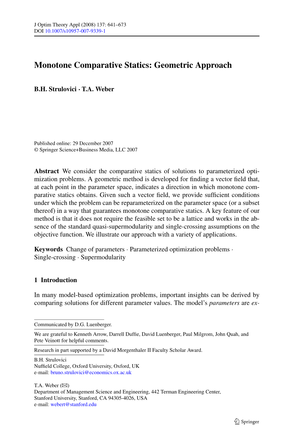 Monotone Comparative Statics: Geometric Approach