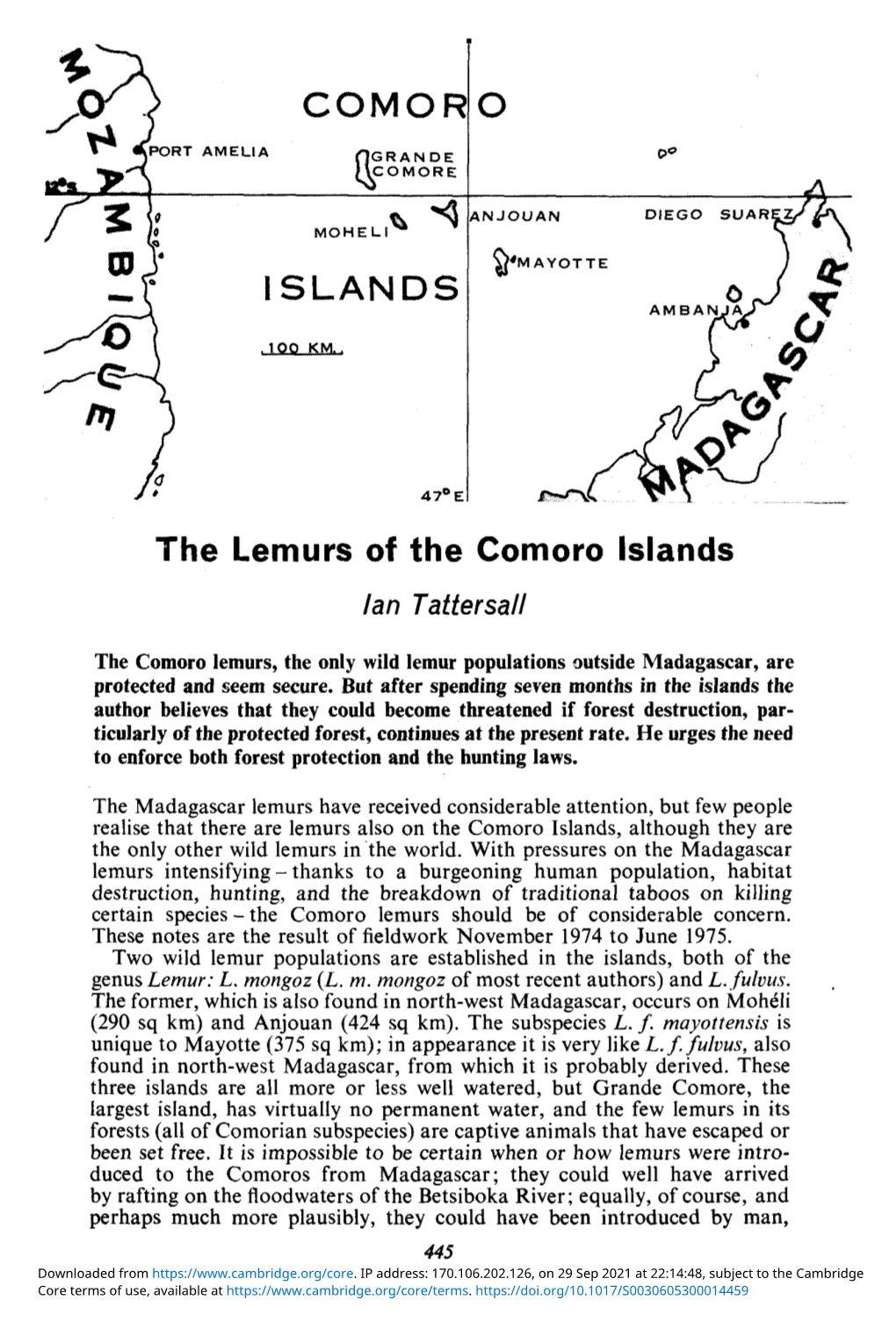 The Lemurs of the Comoro Islands Ian Tattersall