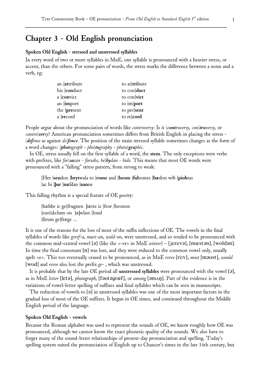 Chapter 3 - Old English Pronunciation