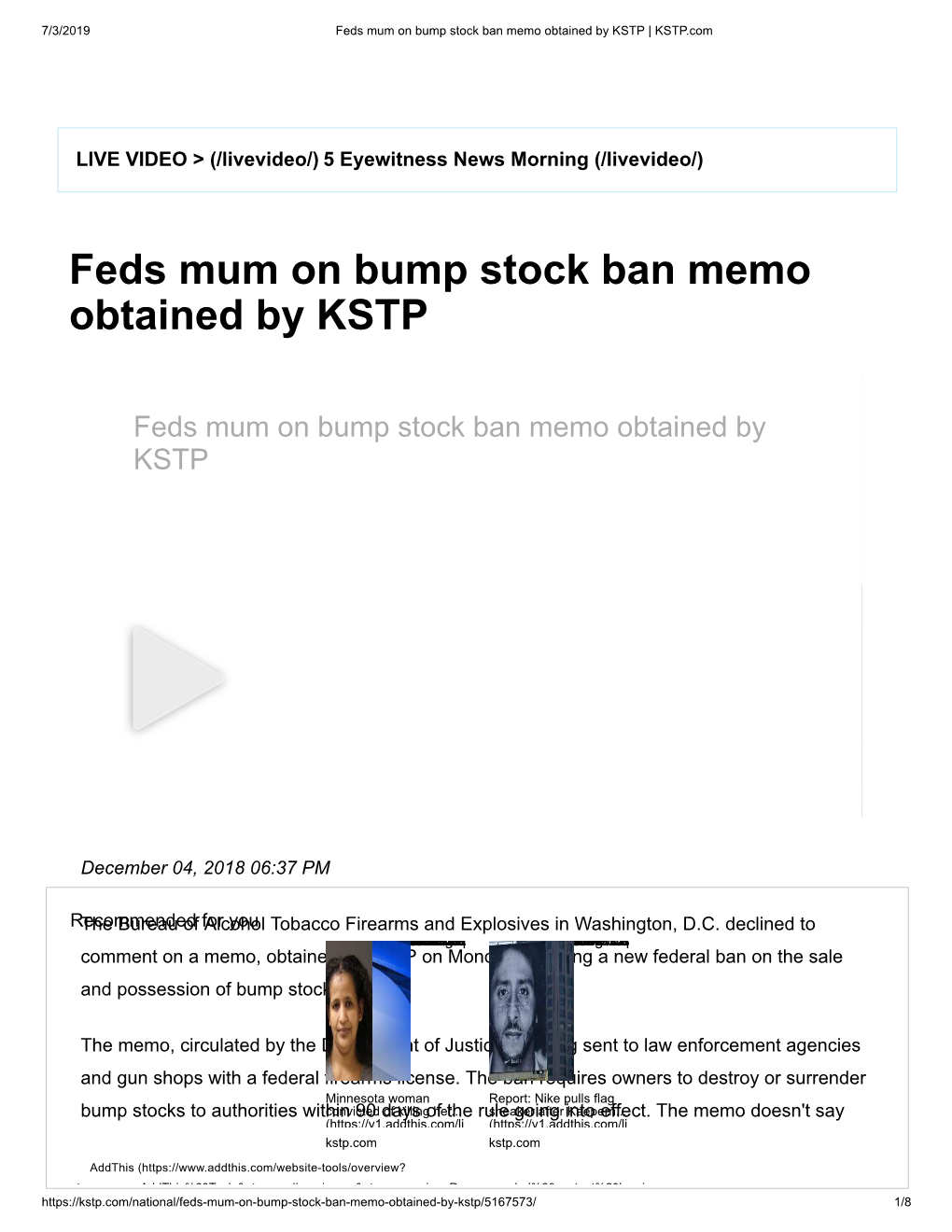 Feds Mum on Bump Stock Ban Memo Obtained by KSTP | KSTP.Com