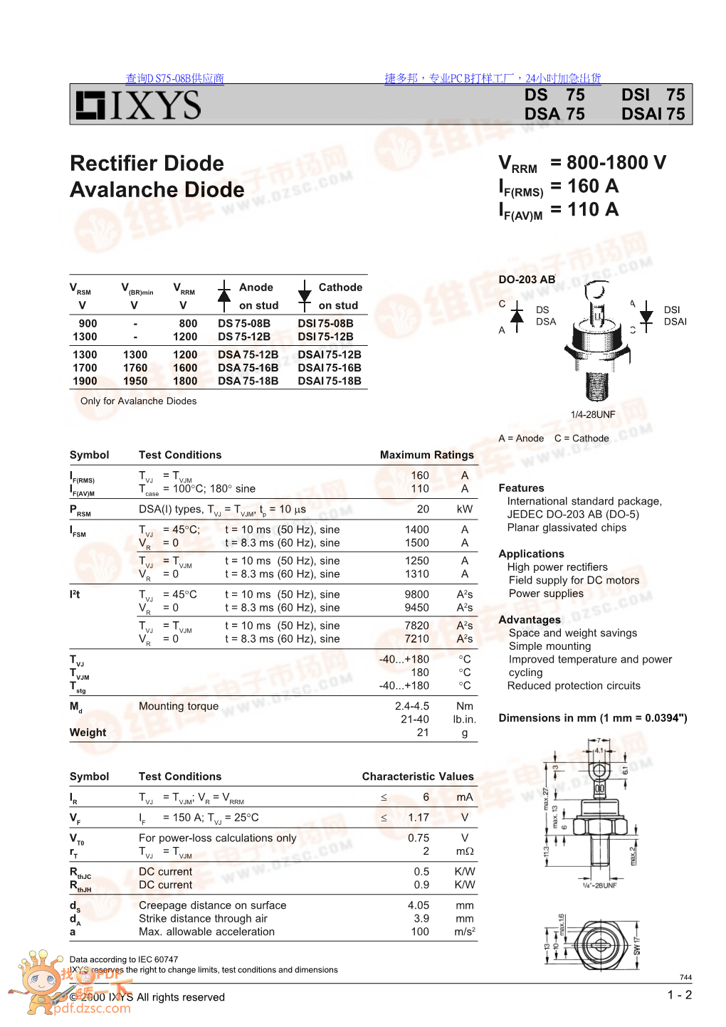 Rectifier Diode Avalanche Diode