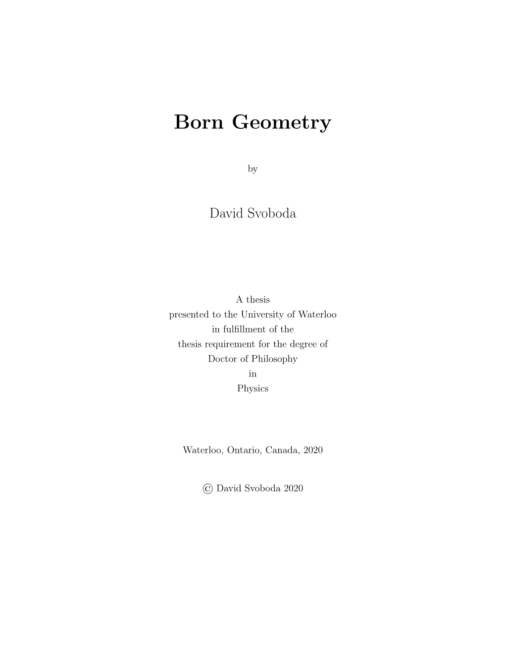 Born Geometry