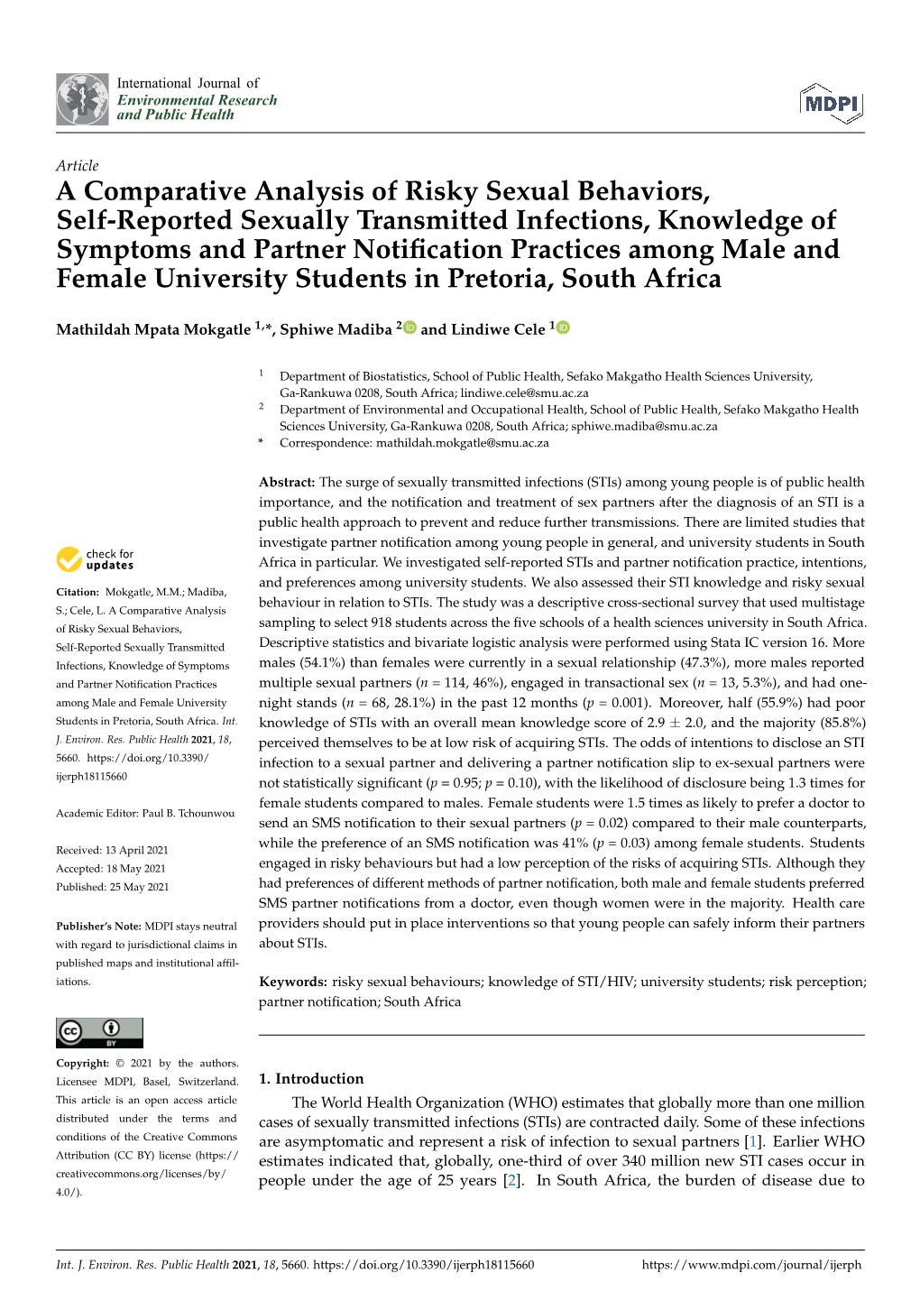 A Comparative Analysis of Risky Sexual Behaviors, Self-Reported