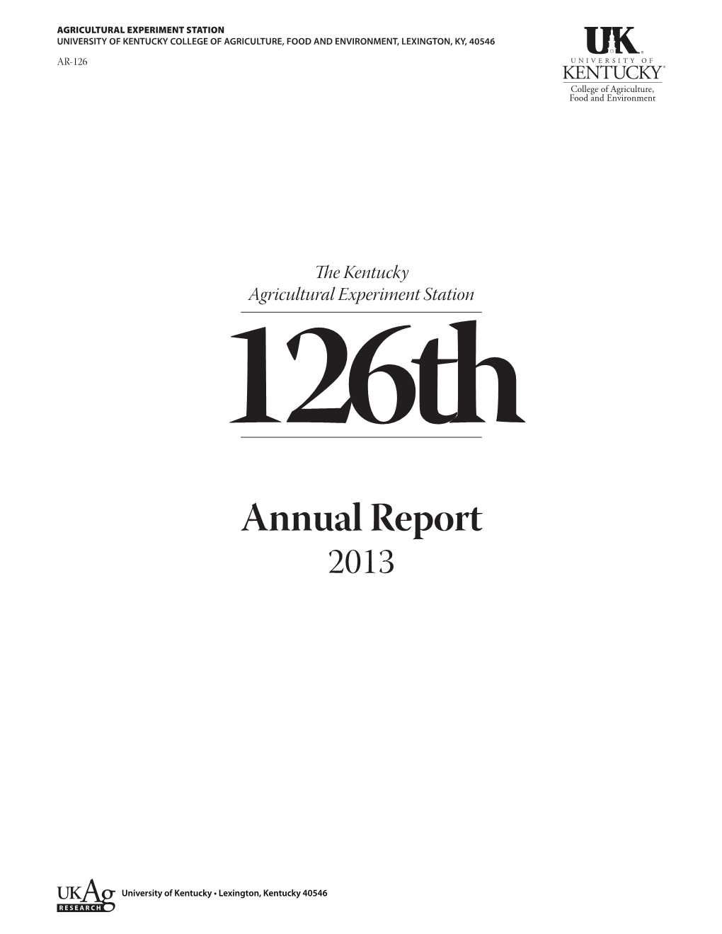 AR-126: 2013 Kentucky Agricultural Experiment Station Annual Report