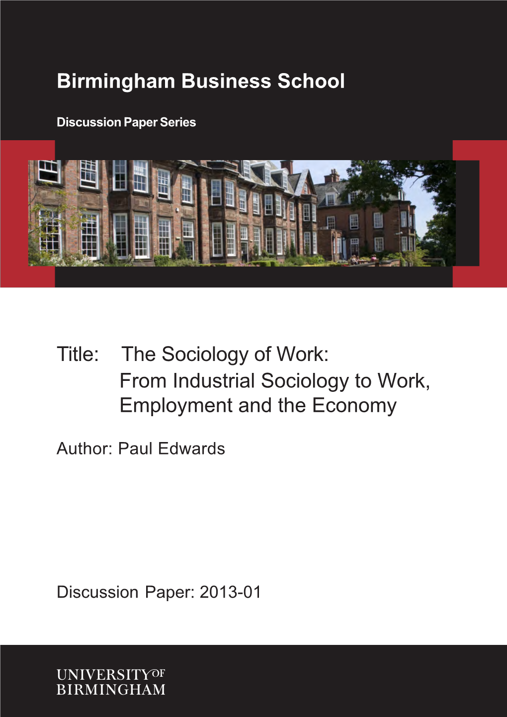 From Industrial Sociology to Work, Employment and the Economy