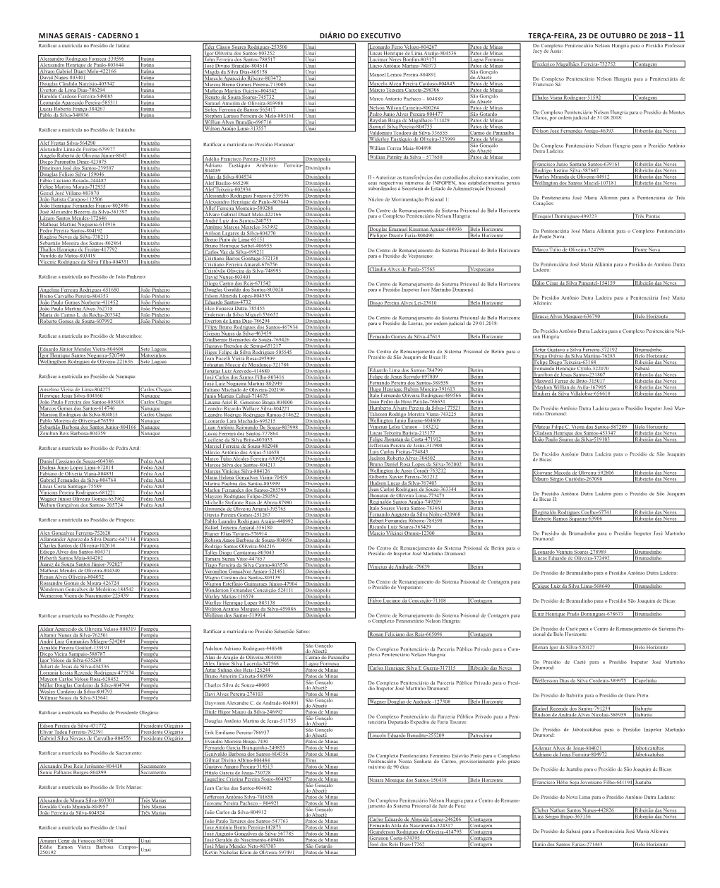 Caderno 1 Diário Do Executivo Terça-Feira, 23 De Outubro De 2018