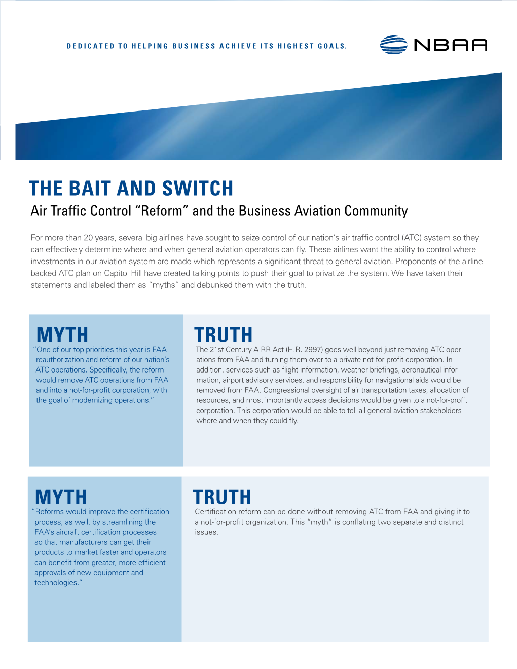 Air Traffic Control “Reform” and the Business Aviation Community