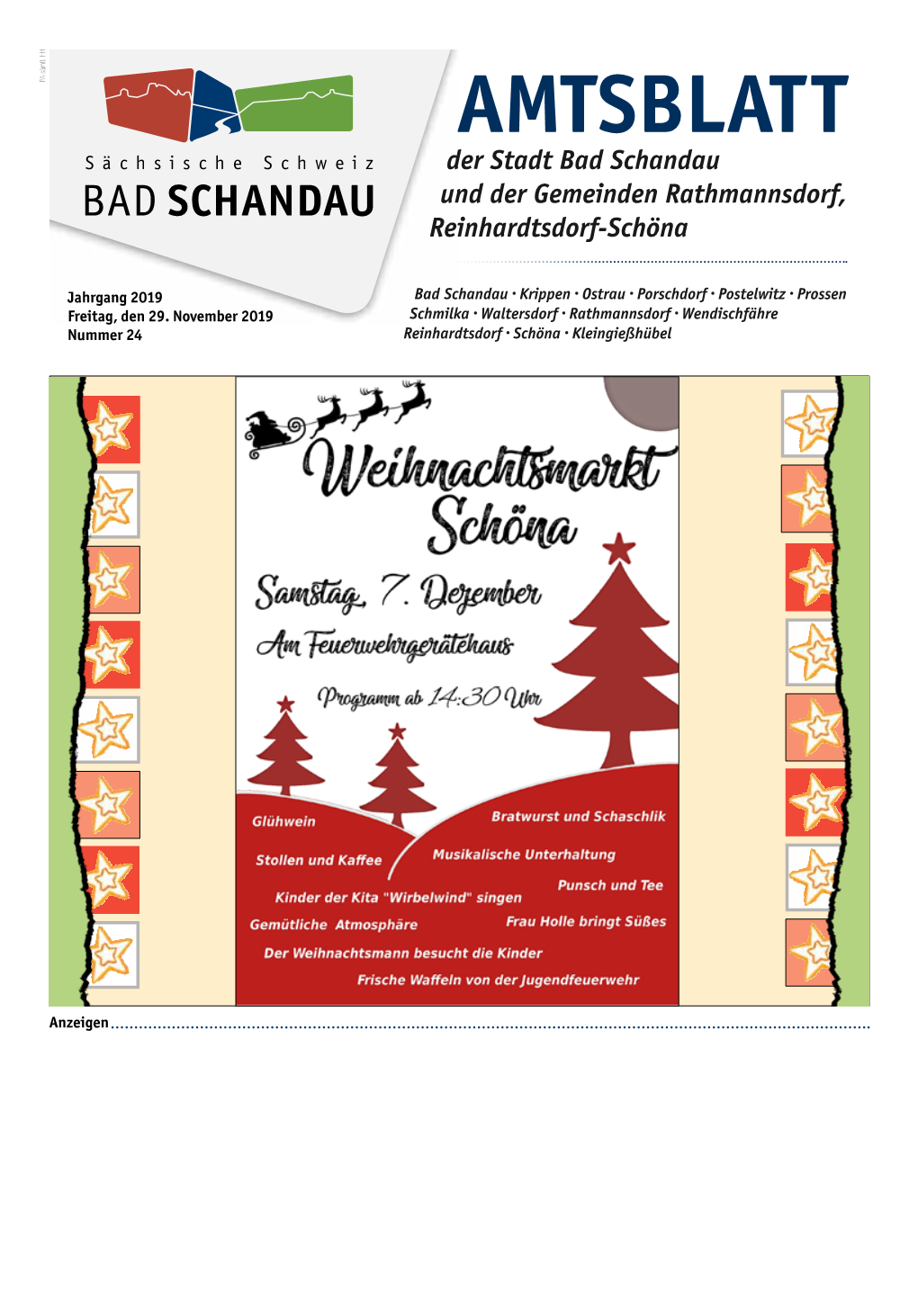 Amtsblatt Der Stadt Bad Schandau Und Der Gemeinden Rathmannsdorf, Reinhardtsdorf-Schöna