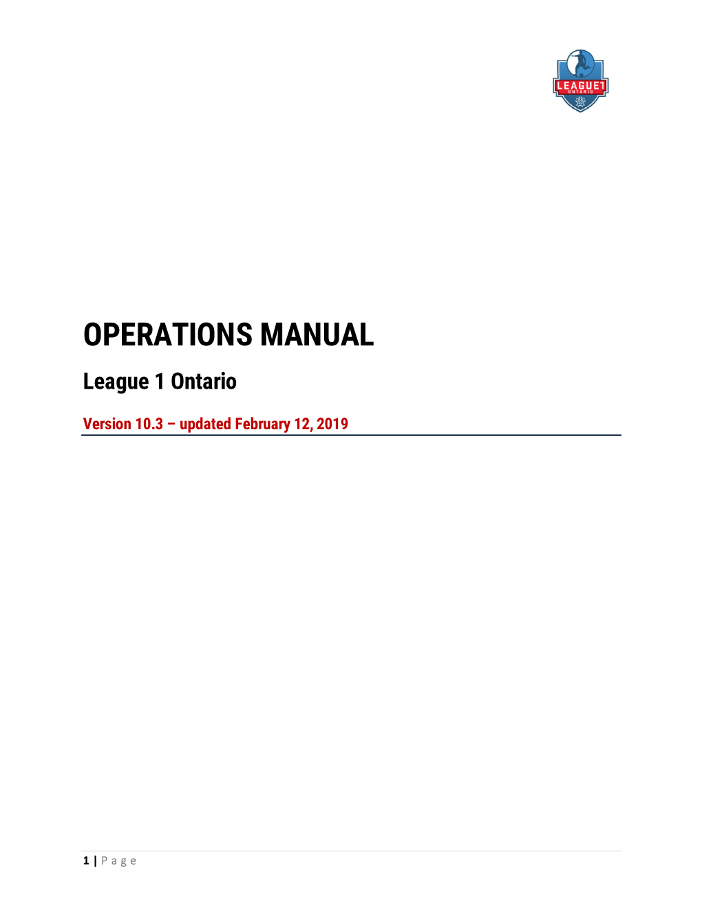 OPERATIONS MANUAL League 1 Ontario