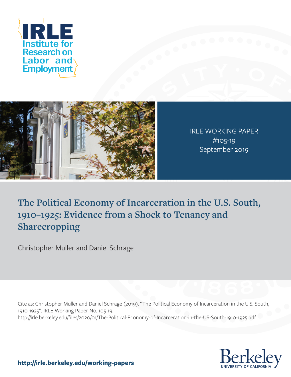 The Political Economy of Incarceration in the U.S. South, 1910–1925: Evidence from a Shock to Tenancy and Sharecropping