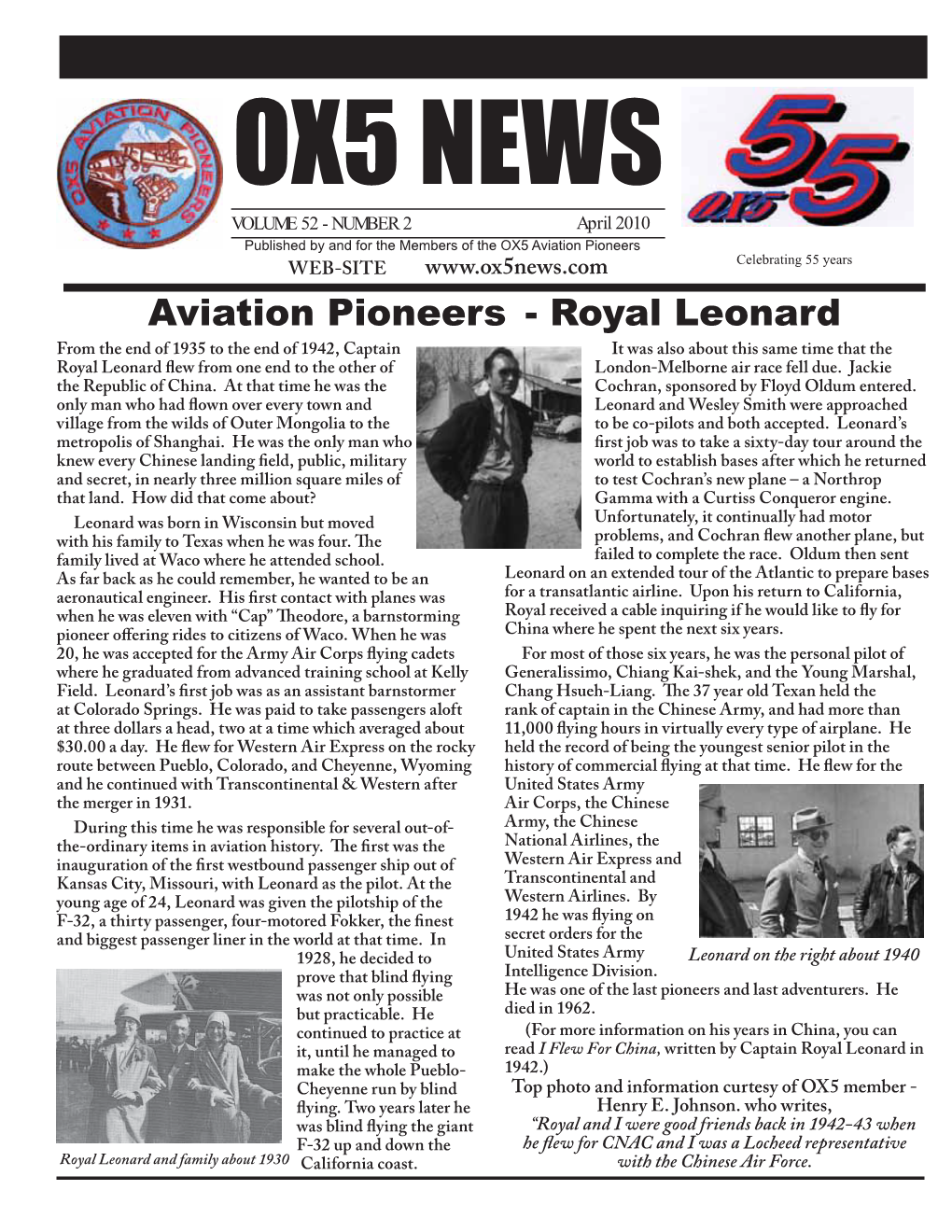 OX5 April 2010 National Newsletter