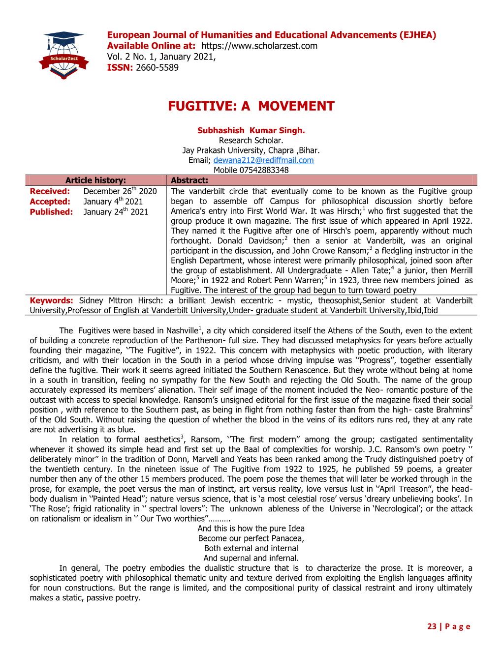 Fugitive: a Movement