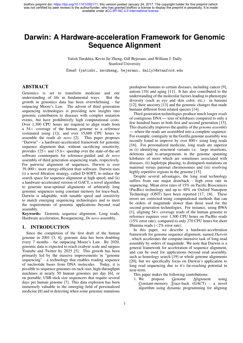 A Hardware-Acceleration Framework for Genomic Sequence Alignment