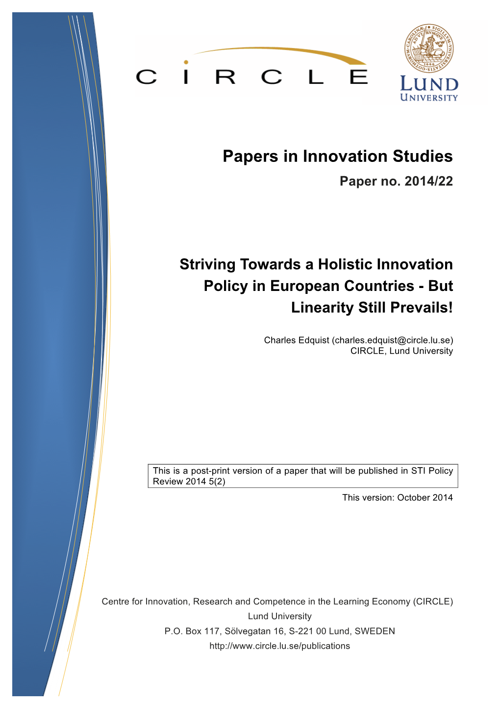 Papers in Innovation Studies Paper No