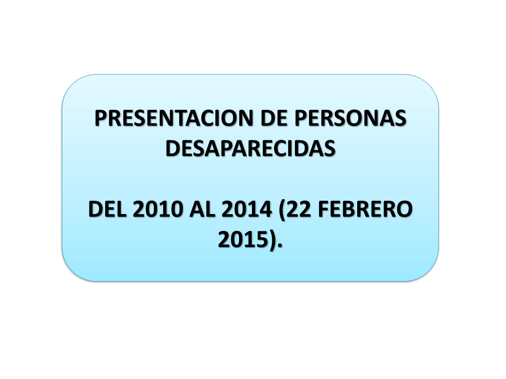 PERSONAS DESAPARECIDAS POR MES DEL 2010, 2011,2012, 2013 Y 2014 AL 26 DE OCTUBRE